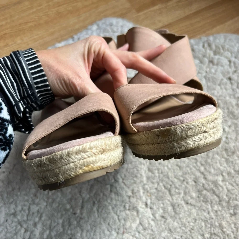 SOUL Naturalizer Tan Leather Oshay Espadrille Wedge Sandal Size 11